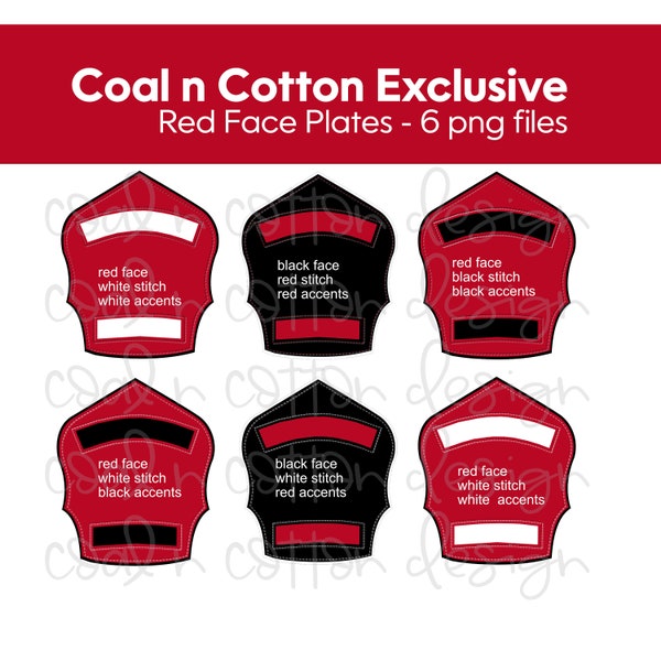 Set of 6 Red Fire Helmet Face Plates -  Sublimation, DTF, Waterslide, Clipart,  PNG Digital Download