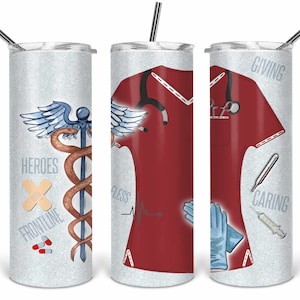 Red Scrub Top 20oz skinny Tumbler Template,  Sublimation, Waterslide, Clipart,  PNG Digital Download