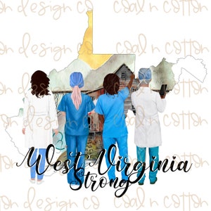 West Virginia Strong - Aquarell, medizinisches Personal, Sublimation, Waterslide, Clipart, PNG digitaler Download