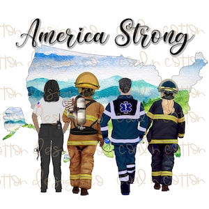 Amerika starke Ersthelfer - Aquarell, medizinisches Personal, Sublimation, Wasserrutsche, Clipart, PNG digitaler Download