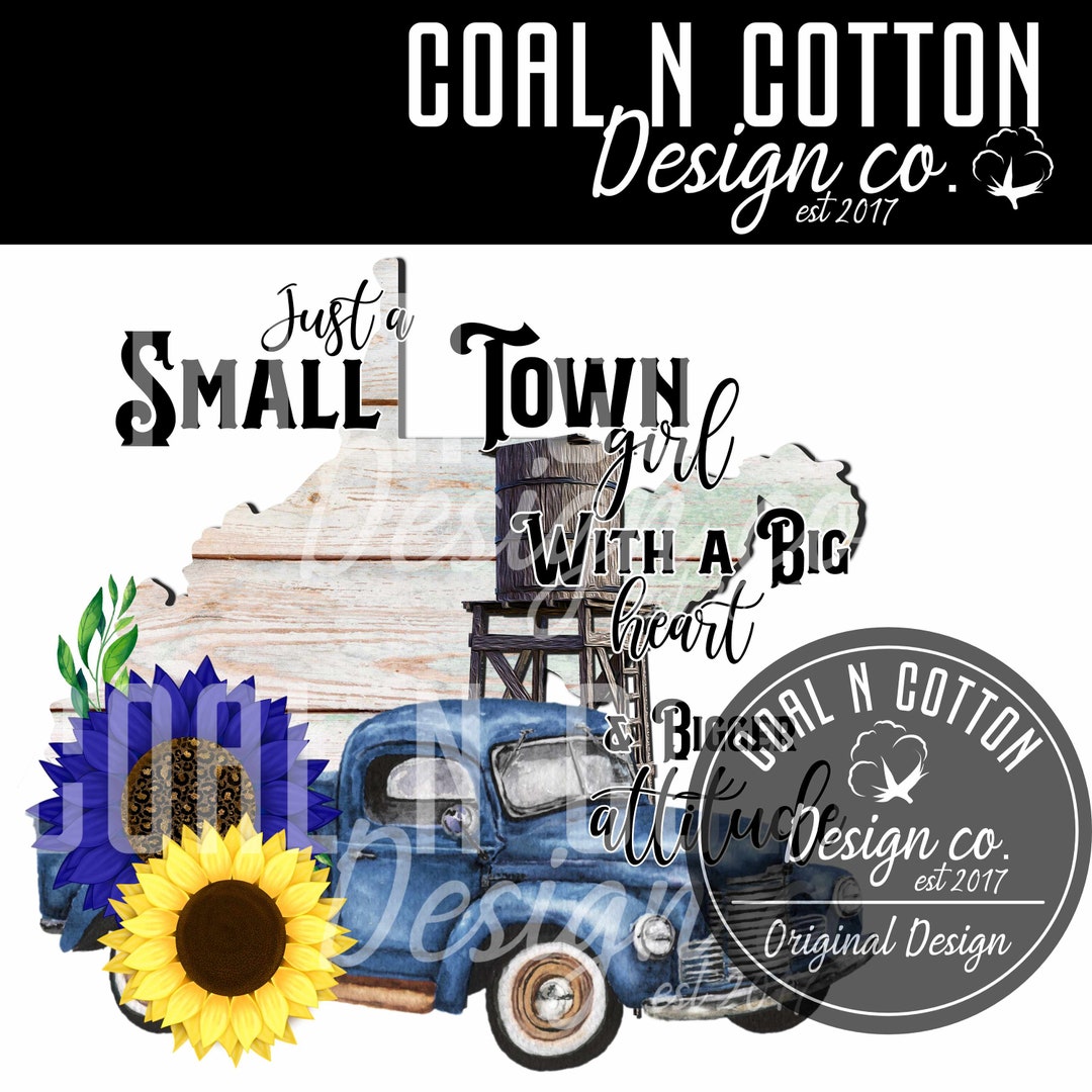 West Virginia Fall Blue Truck Just a Small Town Girl 2 Watercolor, Clipart, Sublimation