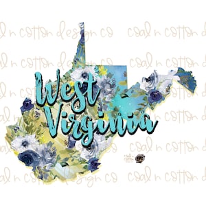 West Virginia Teal Watercolor  Sublimation, Waterslide, Clipart,  PNG Digital Download