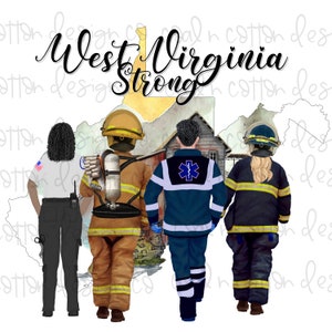 West Virginia Starke Ersthelfer - Aquarell, medizinisches Personal, Sublimation, Wasserrutsche, Clipart, PNG digitaler Download