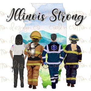Illinois starke Ersthelfer - Aquarell, medizinisches Personal, Sublimation, Wasserrutsche, Clipart, PNG digitaler Download