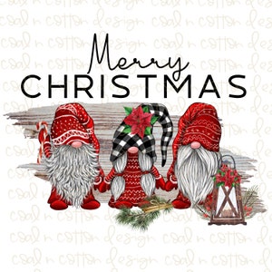 Merry Christmas Gnome Vers 2 Sublimation, Waterslide, Digital Clipart, Christmas  PNG Digital Download