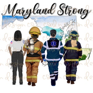 Maryland starke Ersthelfer - Aquarell, medizinisches Personal, Sublimation, Wasserrutsche, Clipart, PNG digitaler Download
