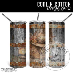 Whiskey Barrel Western Tumbler Template: Watercolor PNG (Digital Download)