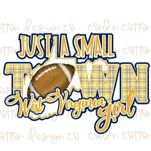 Apenas uma pequena cidade da Virgínia Ocidental com futebol cinza e amarelo Buffalo Check Sublimation, Waterslide, Clipart, PNG Digital Download