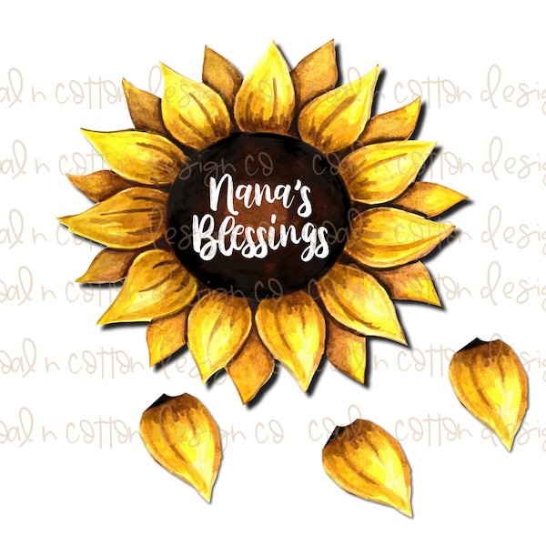 Nanas Blessings with extra petal file for more names watercolor Sublimation, Waterslide, Clipart,  PNG Digital Download