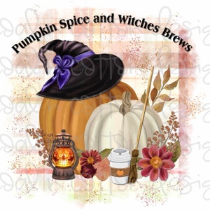 Pumpkin Spice and Witches Brew Fall Themed Sublimation, Waterslide, Clipart,  PNG Digital Download