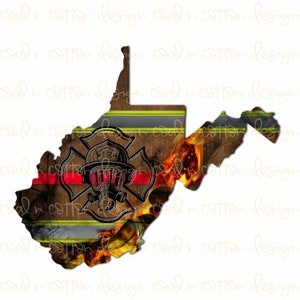 West Virginia Firefighter Gear Outline: Sublimation Clipart (PNG Digital Download)