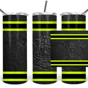 Plantilla de vaso de bomberos en cuero negro repujado (descarga digital PNG)