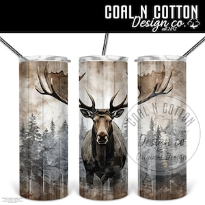 Rustic Moose 2 Template  20oz skinny Tumbler Template,  Sublimation, Waterslide, Clipart,  PNG Digital Download