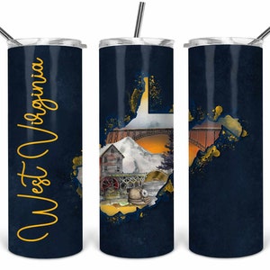 Sjabloon West Virginia aquarel beker: sublimatieontwerp (digitale png-download)