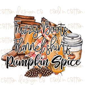 Fuzzy boots flannel shirts Pumpkin Spice  Fall Themed Sublimation, Waterslide, Clipart,  PNG Digital Download