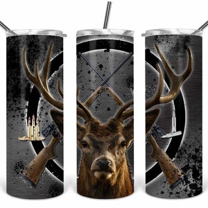 Deer Hunting with Ammo 20oz skinny Tumbler Template,  Sublimation, Waterslide, Clipart,  PNG Digital Download