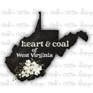 Heart and coal of West Virginia -  Watercolor, Clipart, Sublimation, Waterslide, Printable,  PNG Digital Download