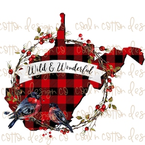 West Virginia Buffalo Plaid Watercolor Clipart PNG (Digital Download)