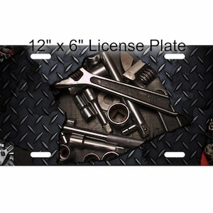 Dark Hatch Metal Tools License Plate Template,  Sublimation, Waterslide, Clipart,  PNG Digital Download