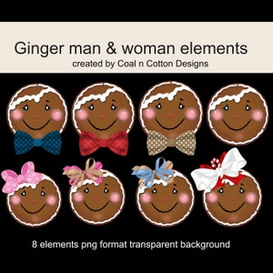 Gingerbread Couple Clipart: Christmas PNG Elements (Digital Download)