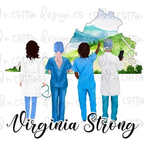 Virginia Strong - Aquarell, medizinisches Personal, Sublimation, Waterslide, Clipart, PNG digitaler Download
