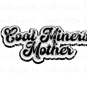 Coal Miners Mother Watercolor Clipart: Black & White PNG (Digital Download)