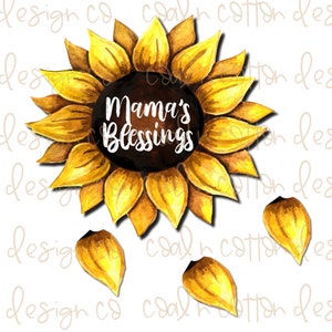 Mama&#39;s Blessings with extra petal file for more names watercolor Sublimation, Waterslide, Clipart,  PNG Digital Download