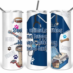 Tierarzt Blue Scrub Top 20 Unzen Skinny Becher Vorlage, Sublimation, Waterslide, Clipart, PNG digitaler Download