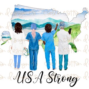 USA Strong- Aquarell, medizinisches Personal, Sublimation, Waterslide, Clipart, PNG digitaler Download