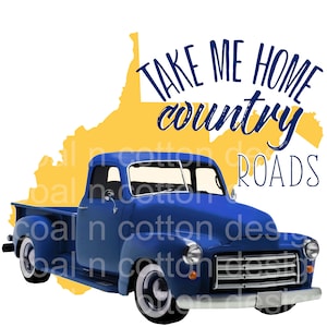 Blue Truck Watercolor Clipart: Take Me Home PNG (Digital Download)