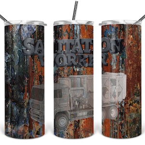Sanitation Worker  20oz skinny Straight Tumbler Template,  Sublimation, Waterslide, Clipart,  PNG Digital Download