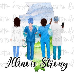 Illinois Strong - Aquarell, medizinisches Personal, Sublimation, Waterslide, Clipart, PNG digitaler Download