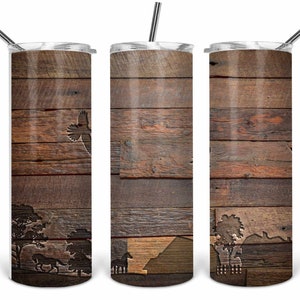 Horse Farm Tumbler Template: Embossed Inset & Burnt Look (PNG Digital Download)