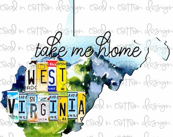 Targa progettata su misura West Virginia Acquerello, Sublimazione, Acquascivolo, Clipart, Download digitale PNG