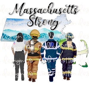 Massachusetts starke Ersthelfer - Aquarell, medizinisches Personal, Sublimation, Wasserrutsche, Clipart, PNG digitaler Download