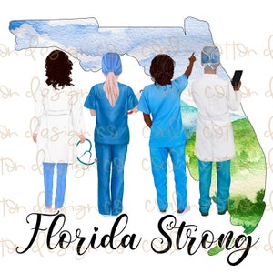 Florida Strong - Aquarell, medizinisches Personal, Sublimation, Waterslide, Clipart, PNG digitaler Download