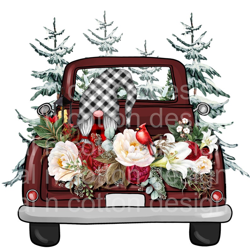 Download Christmas Tree Farm Gnome Farmhouse Truck Sublimation | Etsy