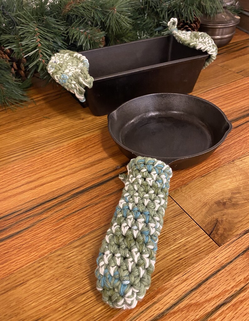 Cotton Skillet Handle Covers Hand Crocheted Etsy