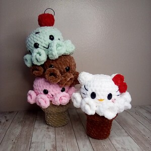 Octopice-creme mit Kitty mod Oktopus-Eiscreme Amigurumi Häkelanleitung