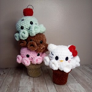 Octopice-cream with Kitty mod Octopus Ice Cream Amigurumi Crochet Pattern