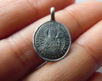 Antique Russian Imperial sterling silver 84 Church amulet Saint Theodosius and the Image of Vladimir mother of God