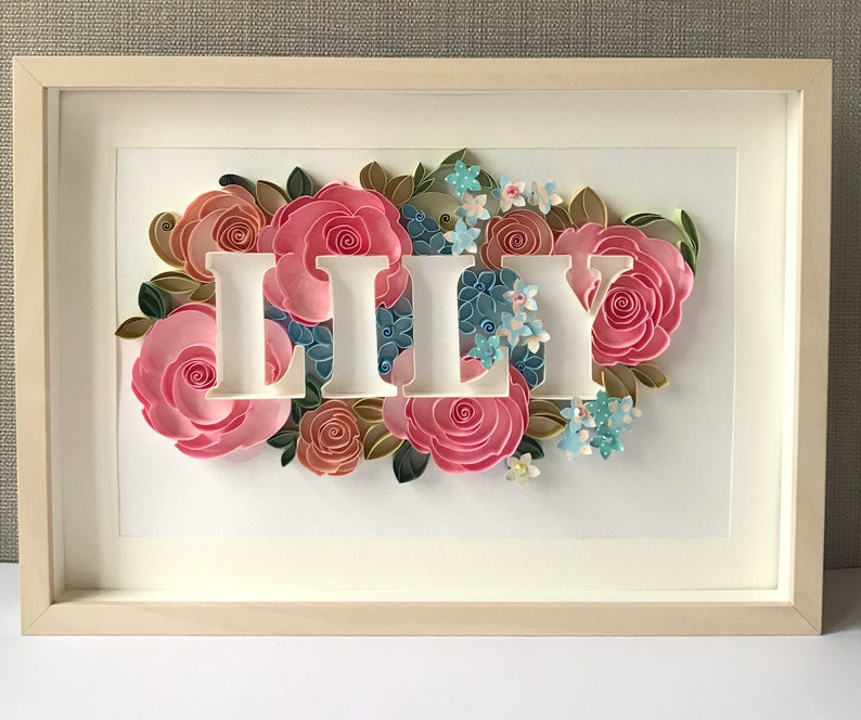 Quilling Custom name Quilling art Nursery sign Framed Etsy