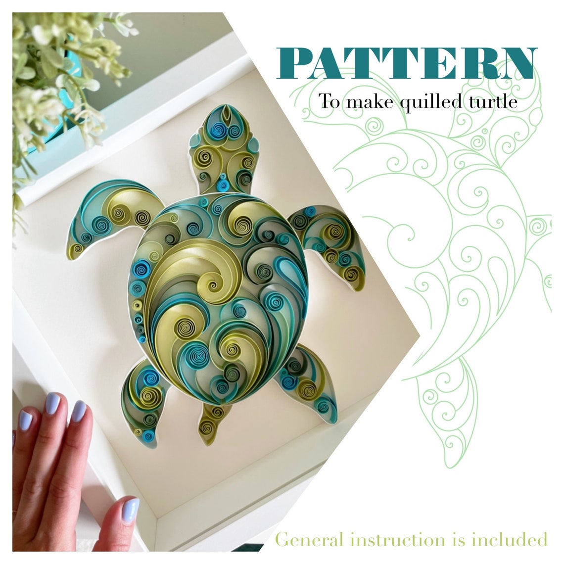 TEMPLATE to make Quilled Turtle Quilling Patterns Summer Etsy