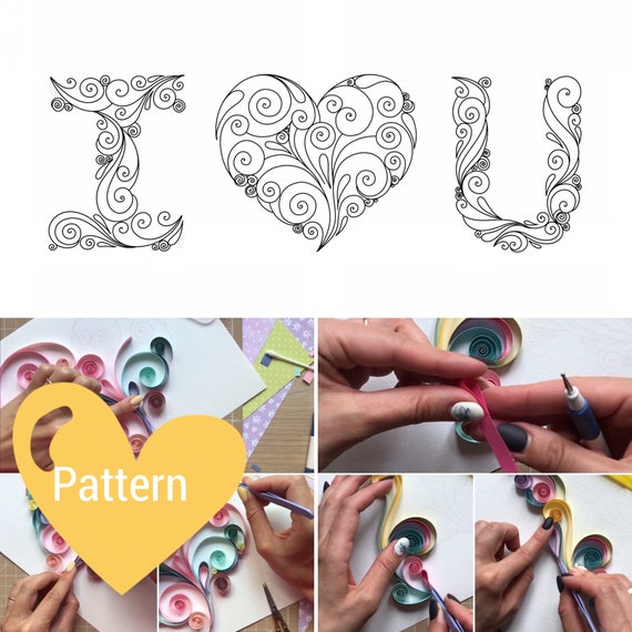 quilled i love you pattern how to make quilling templates etsy