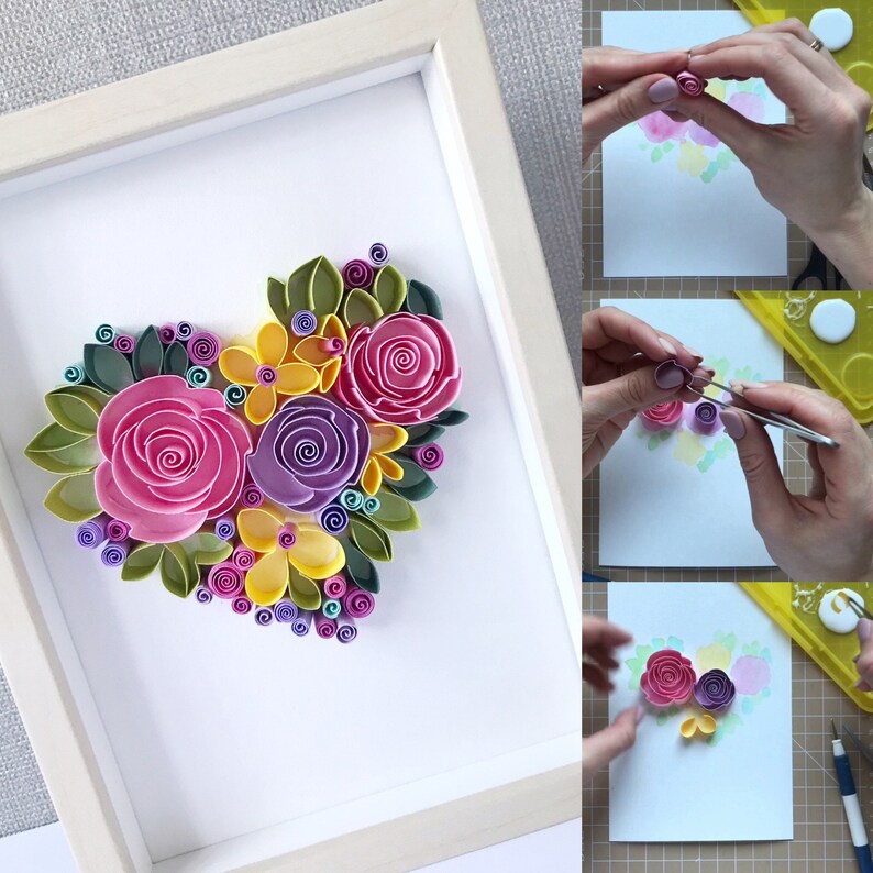 Set of tutorials Quilling floral hearts lessons How to Etsy