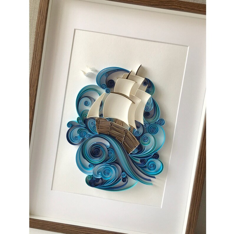 Quilling Templete Ship in waves Quilling art Quilling Etsy