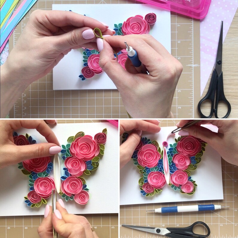 Quilled butterfly VIDEO tutorial PATTERNS How to make Etsy