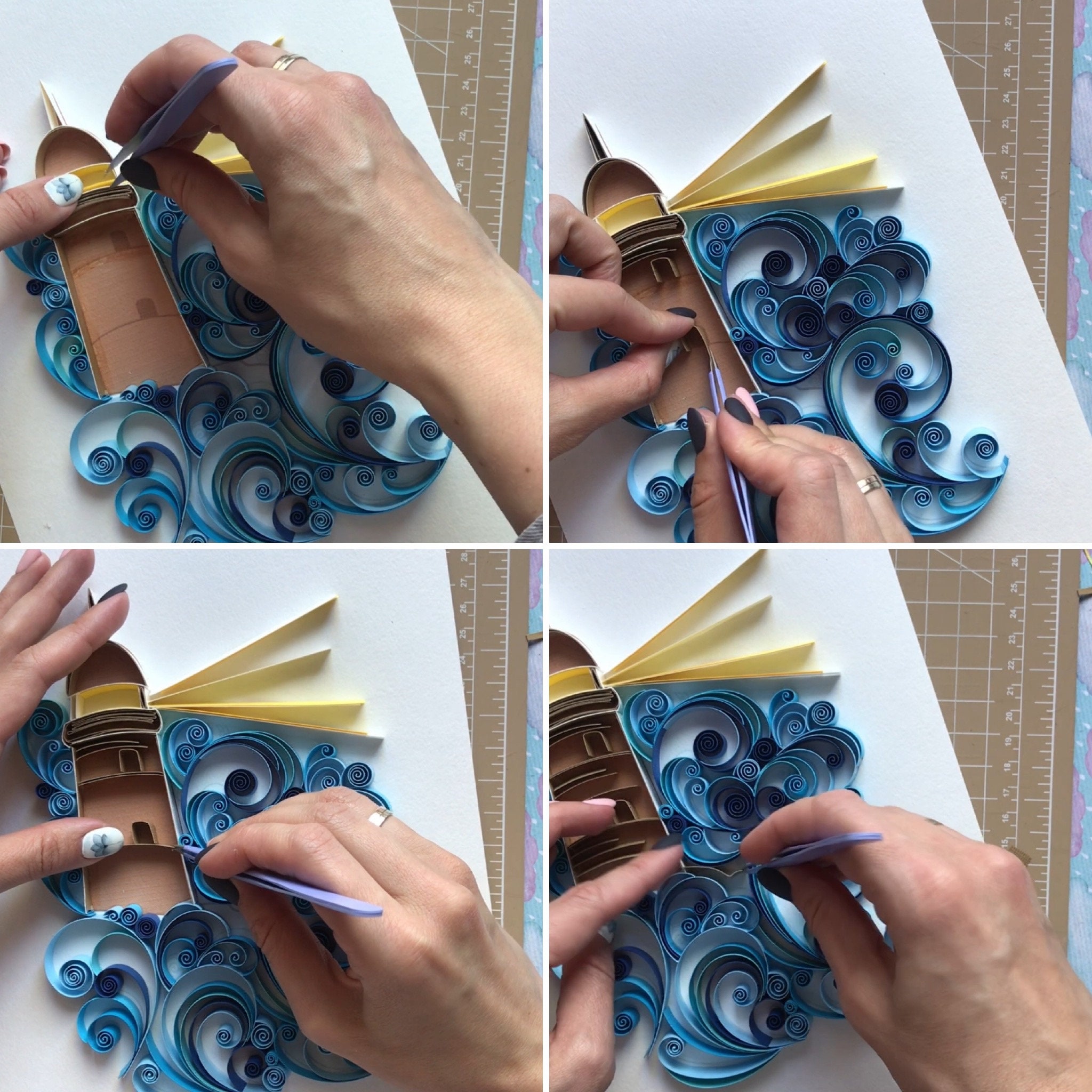 Quilling Templete Lighthouse in waves Quilling art Etsy