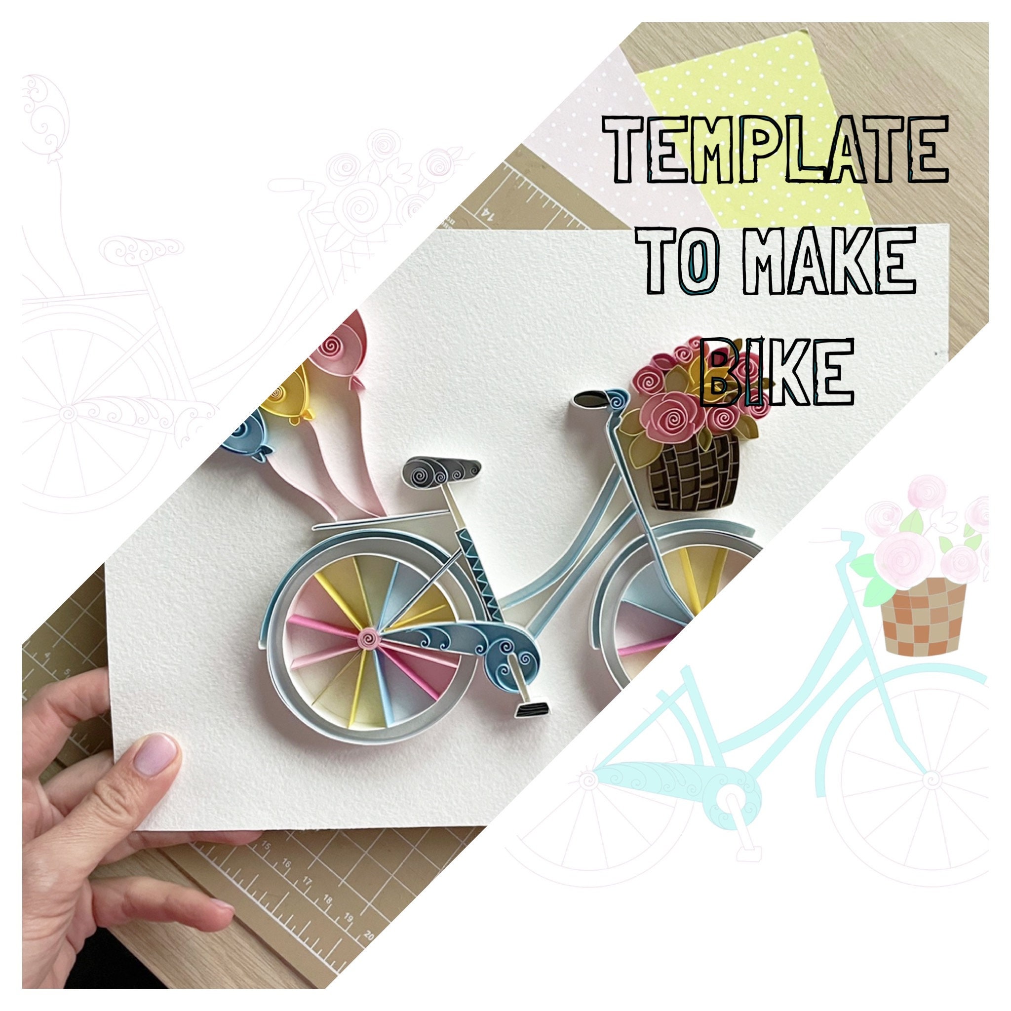 Template to make BIKE Quilling Patterns Paper Craft Etsy