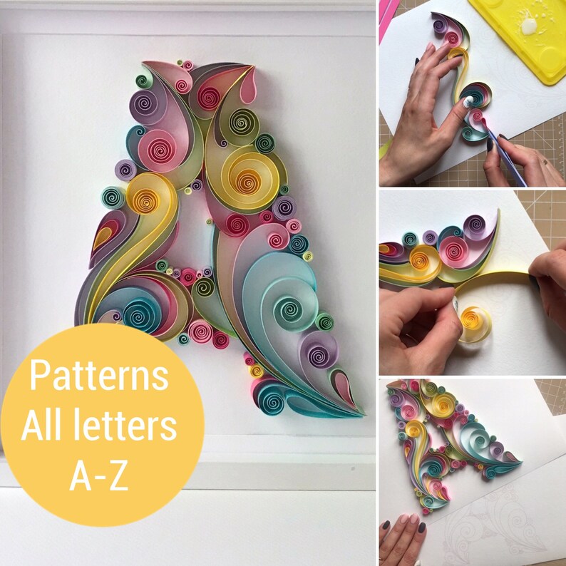 quilled templates letters all letters patterns a z how etsy